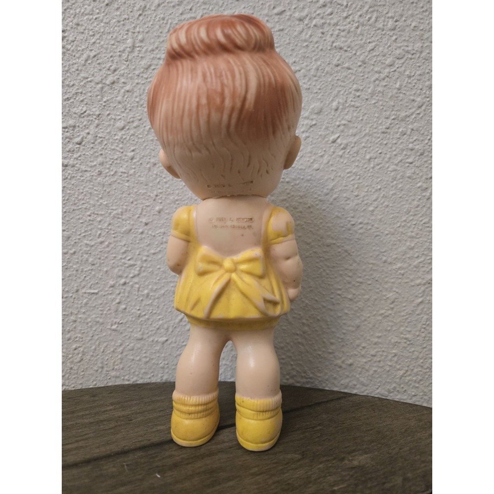Vintage 1950's Rubber Doll, Ruth E. Newton, Sun Rubber Co, Yellow Dress Red Hair - Picture 6 of 13